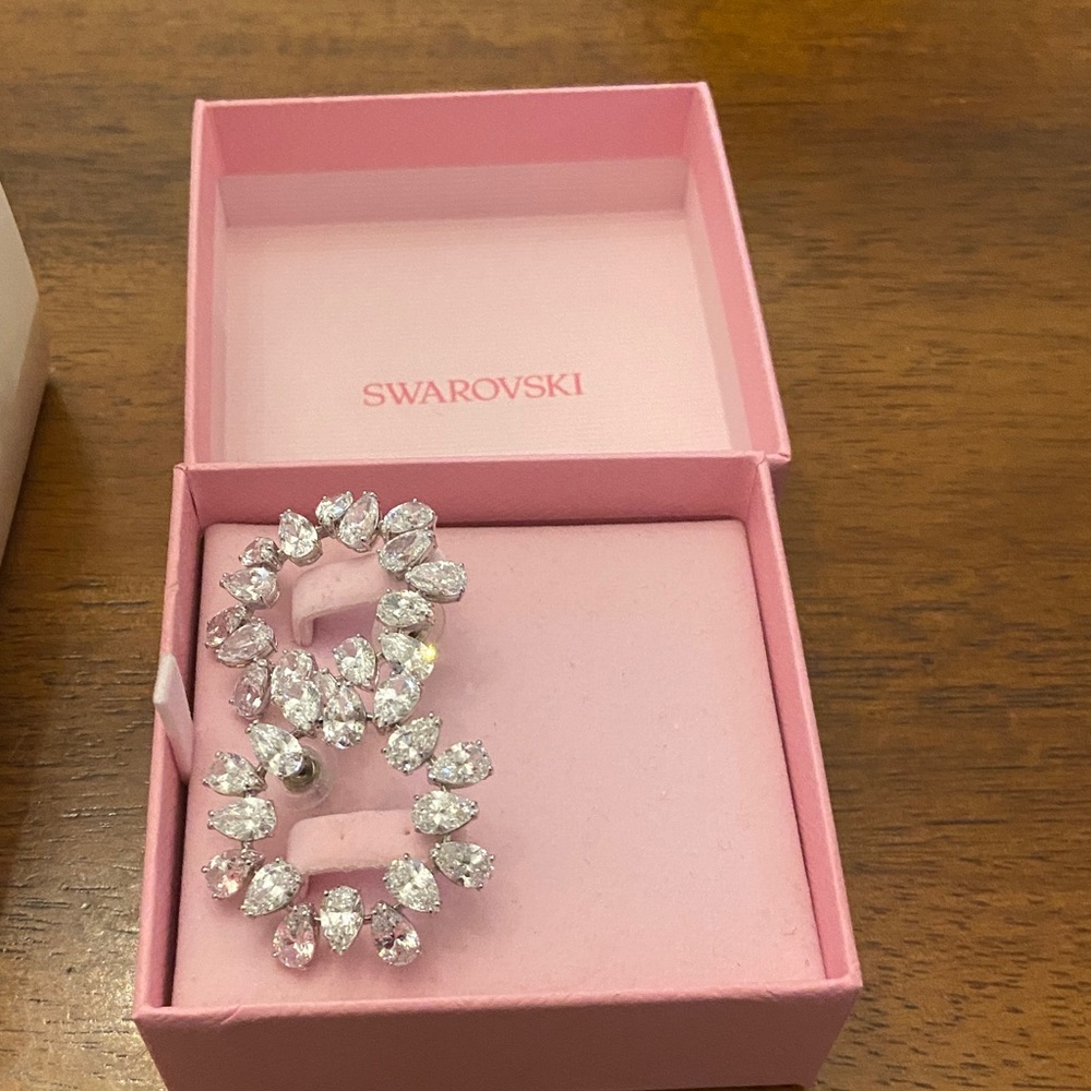 Swarovski Silver Crystal Hoop Earrings